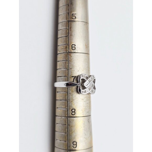 Unique 18K White Gold Designer Baguette Cut Diamond Interlocking Ring - Size 7 - Picture 15 of 16